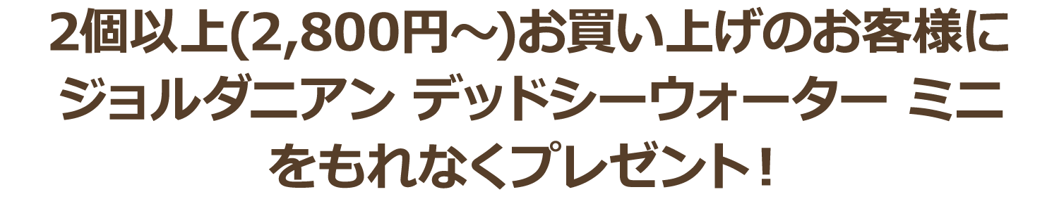2個以上(2,800円〜)お買い上げのお客様にジョルダニアン デッドシーウォーター ミニをもれなくプレゼント！